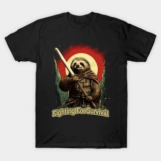 Samurai Sloth - Fighting For Survival - Endangered Species T-Shirt